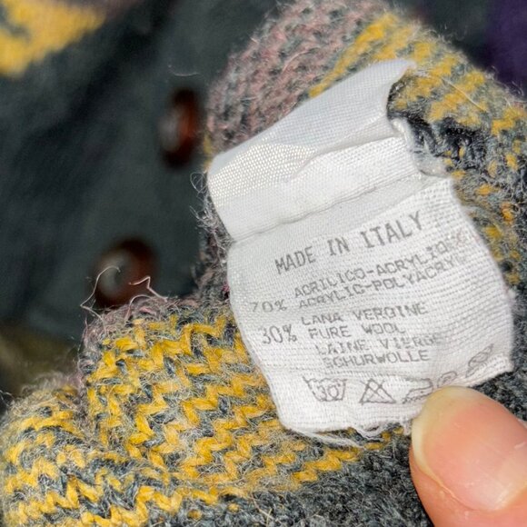 Urban Renewal Knit Cardigan Sweater Aztec Southwester Size L/XL Wool Blend Italy - Picture 10 of 16